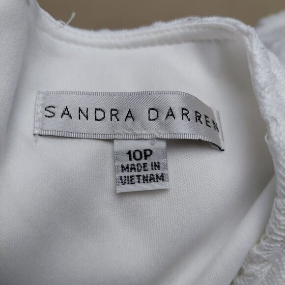 Sandra Darren 10P White Floral swing Sleeveless Dress With Blue & Green Pattern - Picture 2 of 4